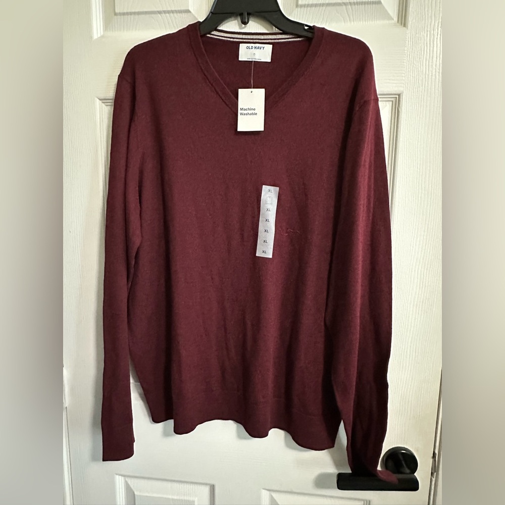 Men's Old Navy V-Neck Burgundy V-Neck Sweater NWT XL